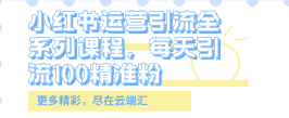 【免费】小红书运营引流全系列课程，每天引流100精准粉-云端汇ZAL