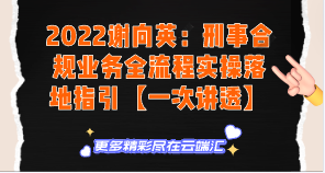 【免费】2022谢向英：刑事合规业务全流程实操落地指引【一次讲透】-云端汇ZAL